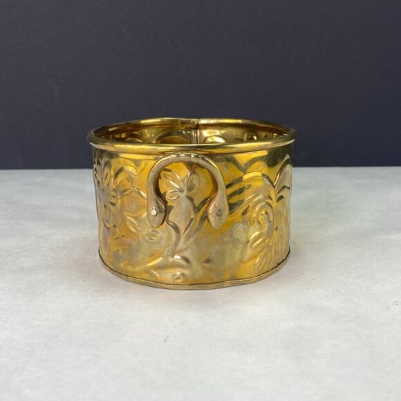 Vintage Hosley Embossed Solid Brass Handled Oval Planter - Picture 4 of 10